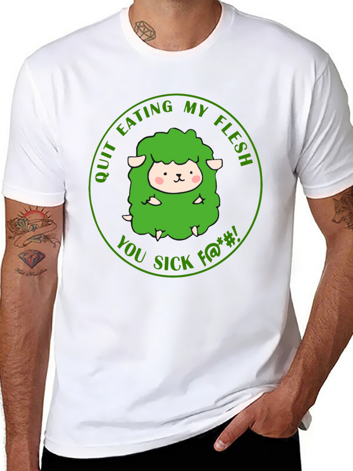 Vegetarian Black T-Shirt - Save the Sheep