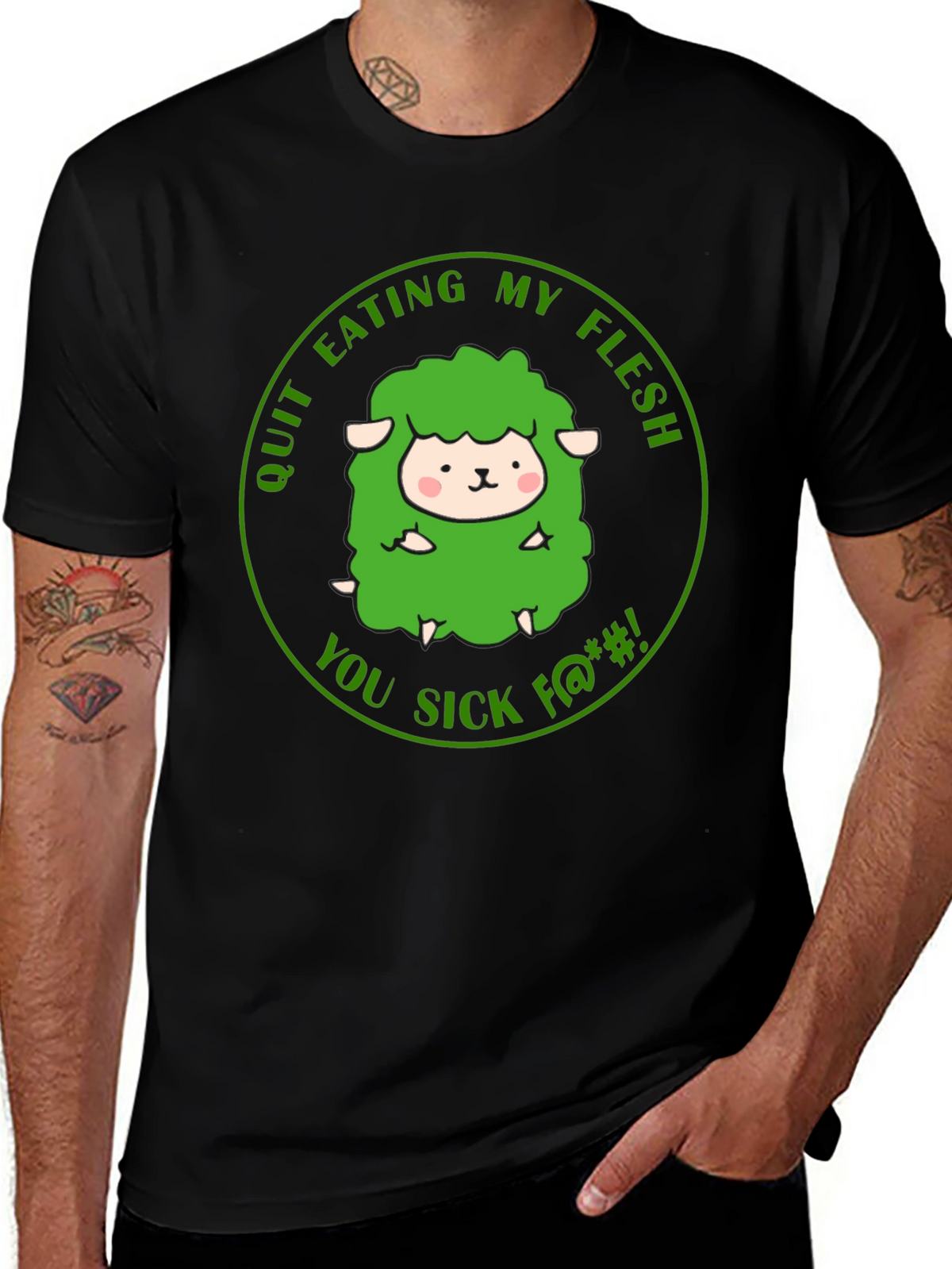Vegetarian Black T-Shirt - Save the Sheep