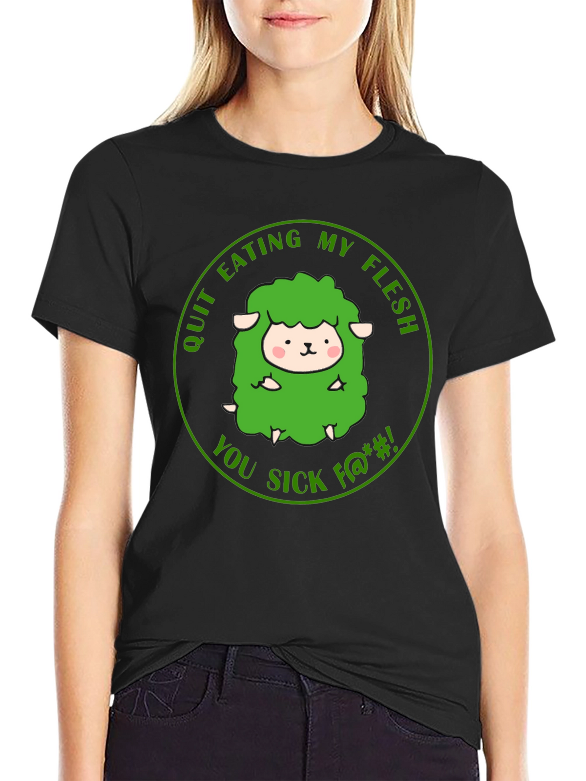 Vegetarian Black T-Shirt - Save the Sheep