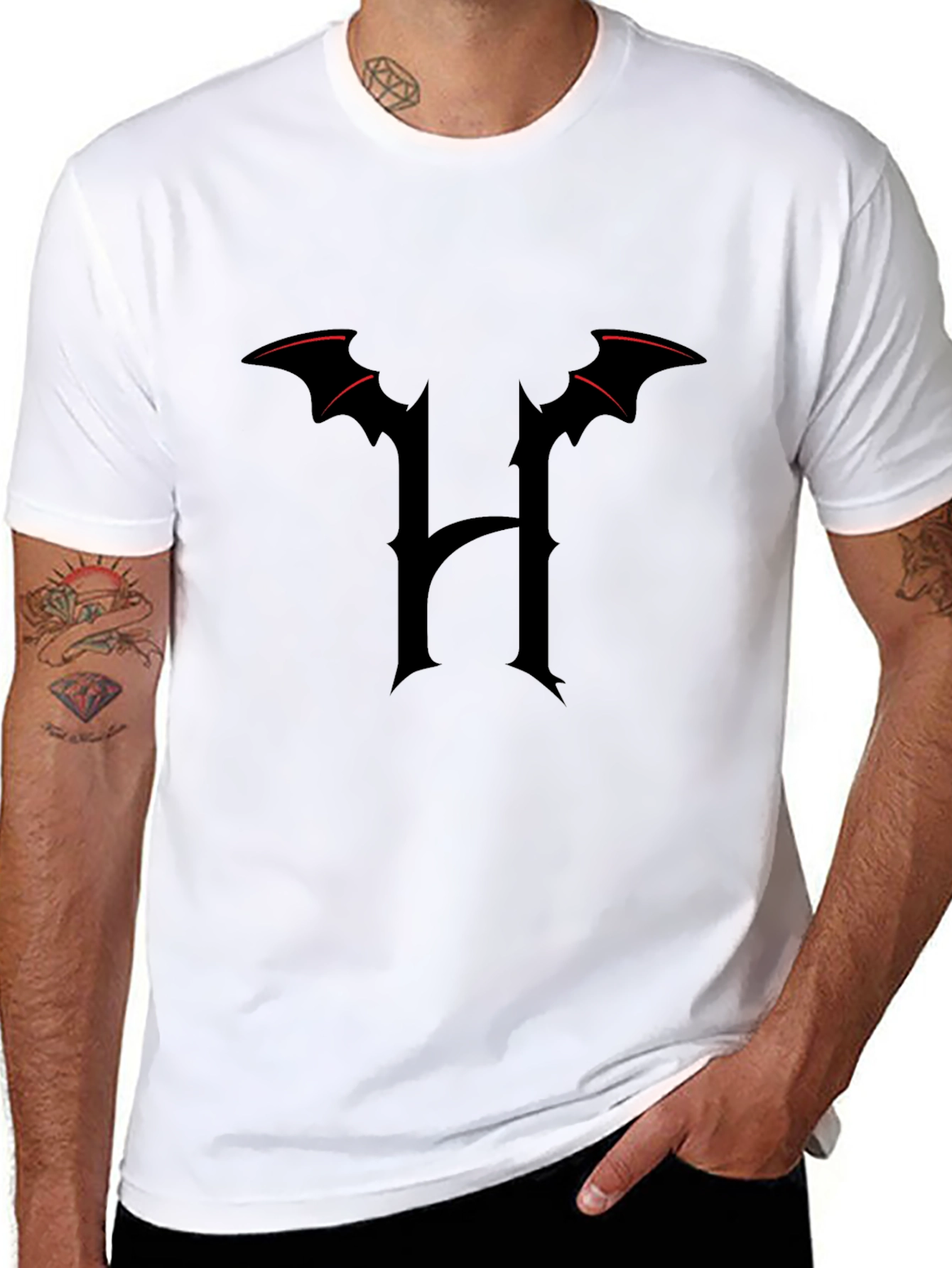 Bat Wing H Black T-Shirt