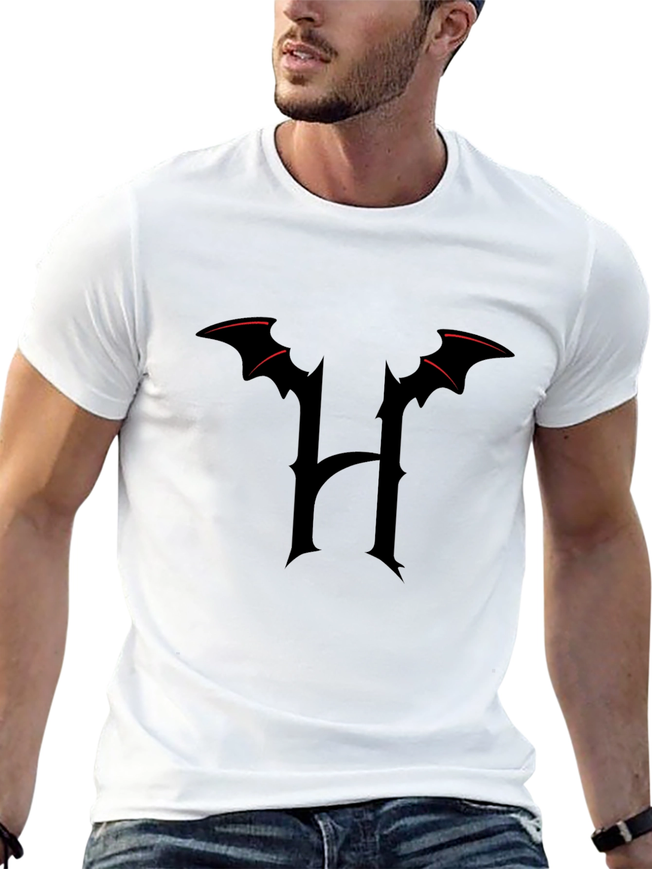 Bat Wing H Black T-Shirt