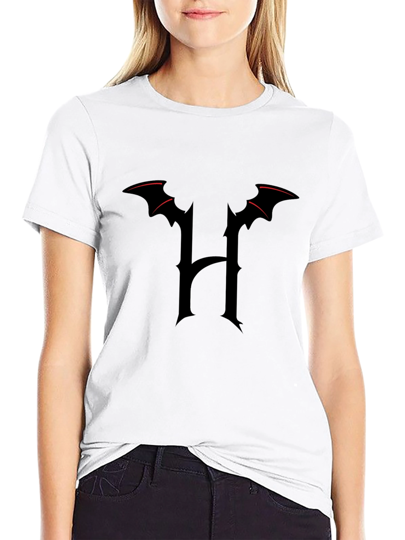Bat Wing H Black T-Shirt