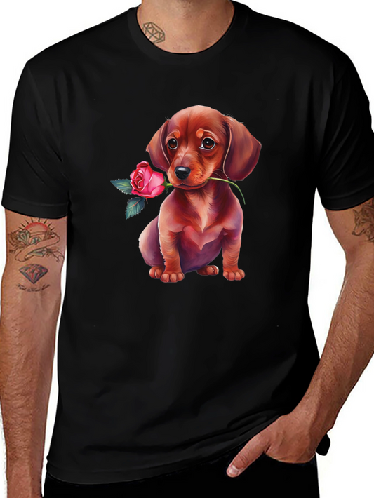 Dachshund Rose T-Shirt Cute Puppy Tee