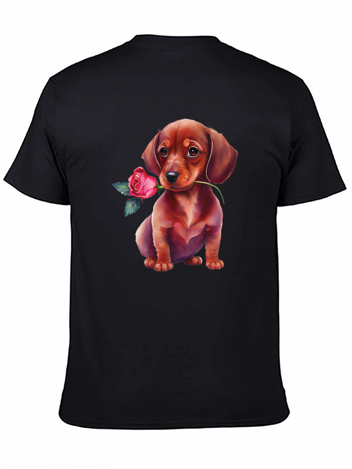 Dachshund Rose T-Shirt Cute Puppy Tee