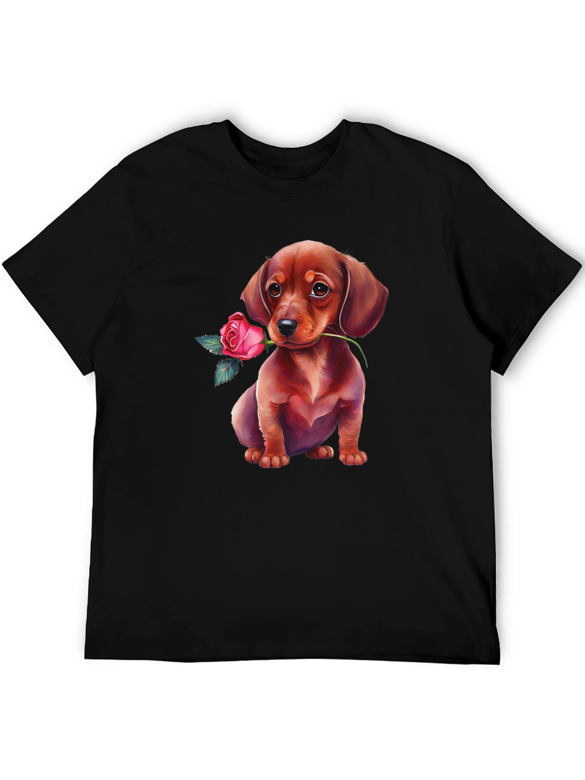 Dachshund Rose T-Shirt Cute Puppy Tee