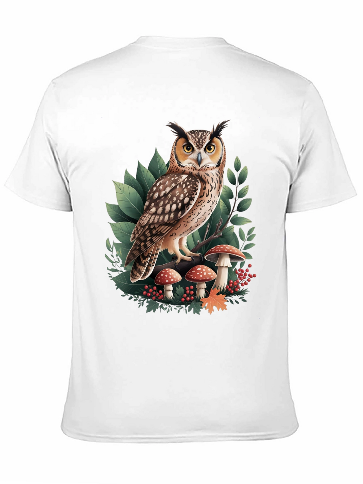 Owl & Mushroom Graphic Tee - Nature Lovers T-Shirt