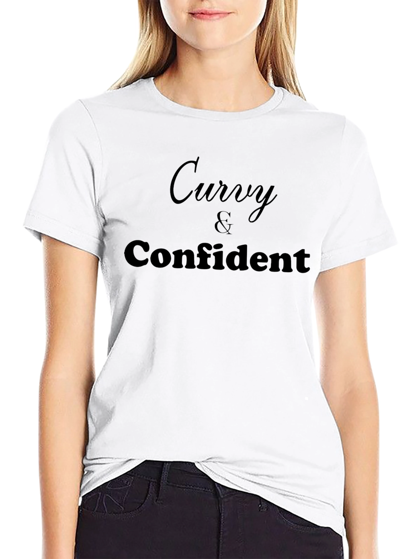 Curvy & Confident Graphic Tee - Black Casual T-Shirt