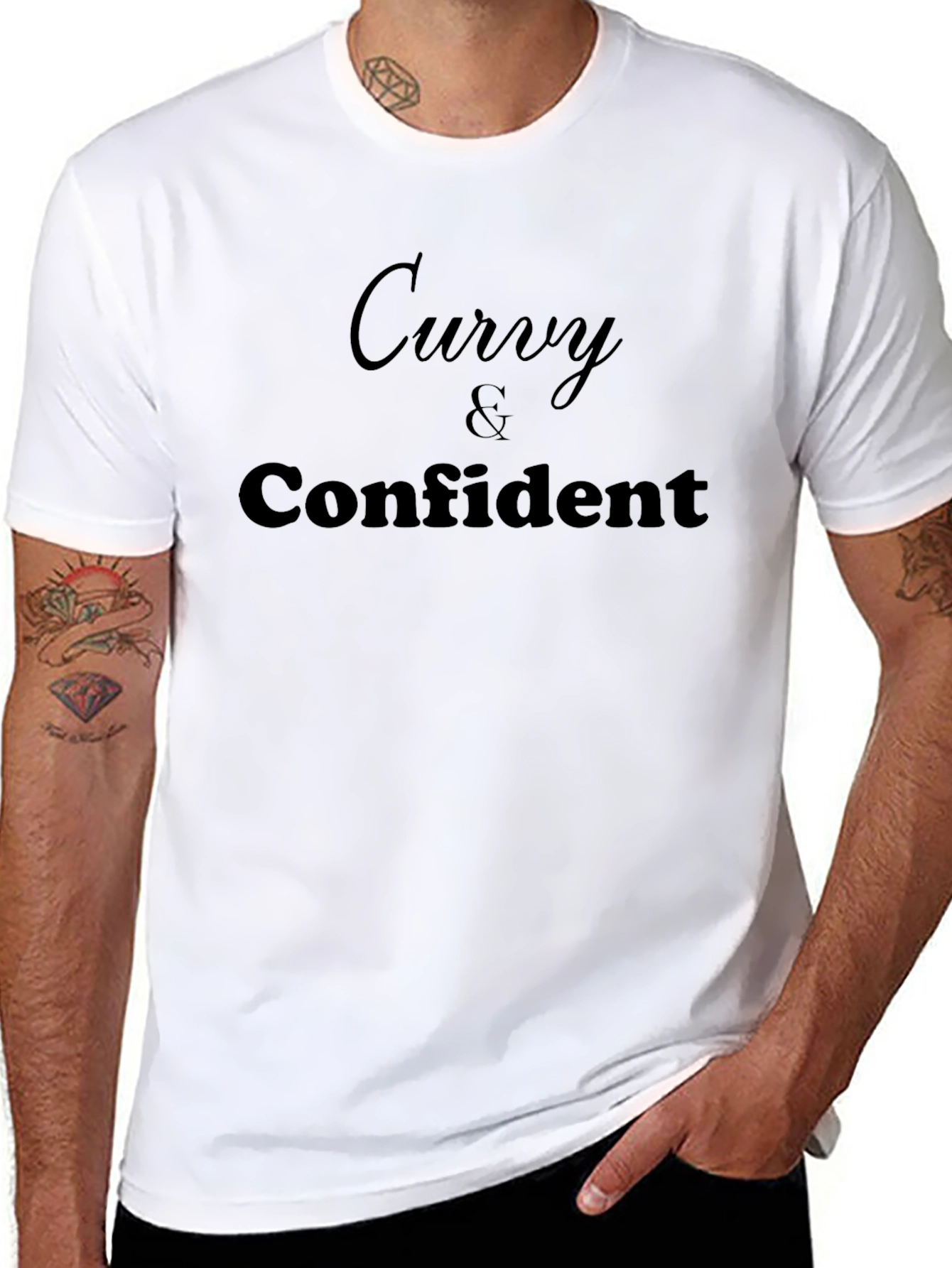 Curvy & Confident Graphic Tee - Black Casual T-Shirt