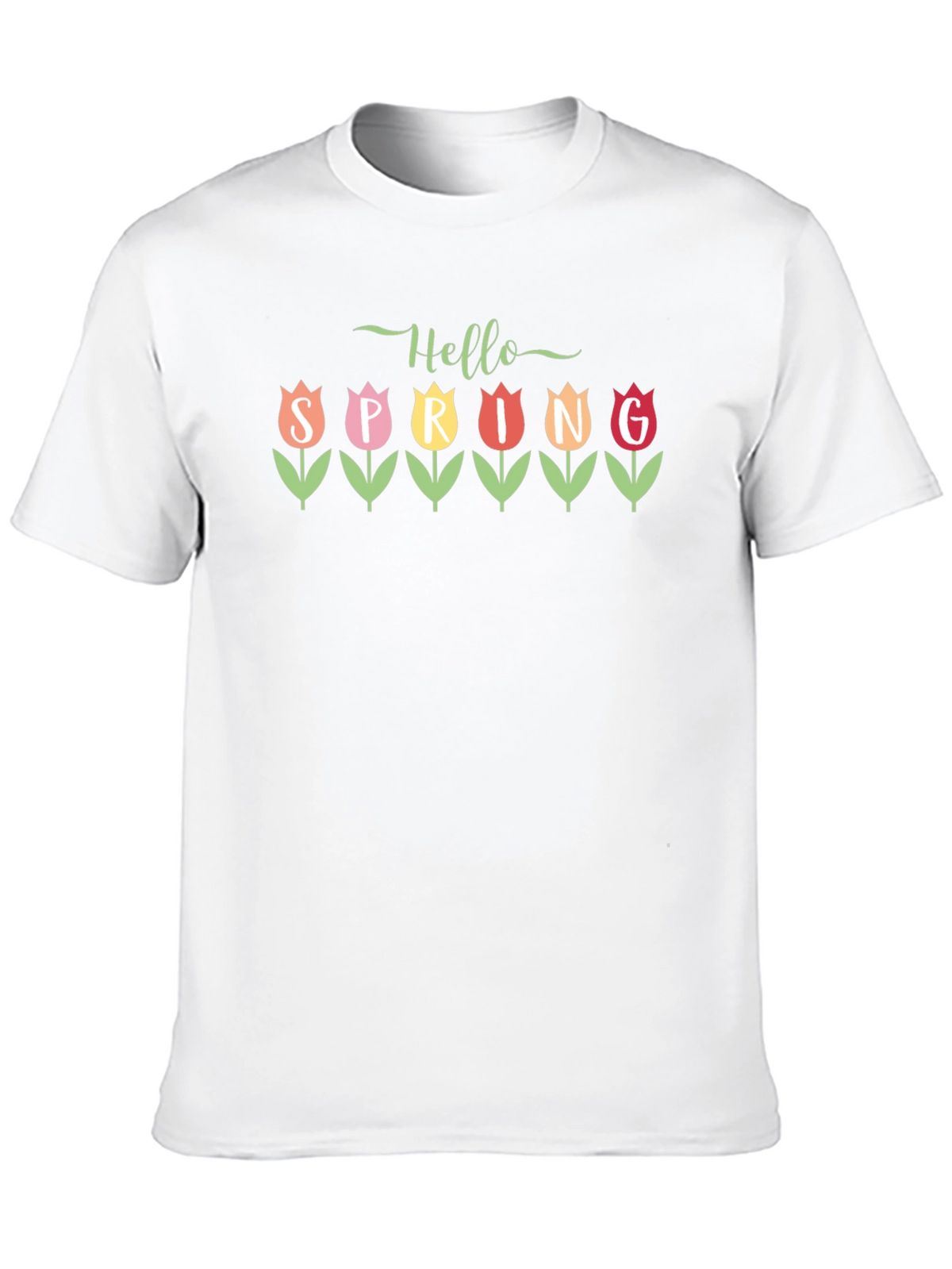 Hello Spring Tulip Graphic Tee - Black