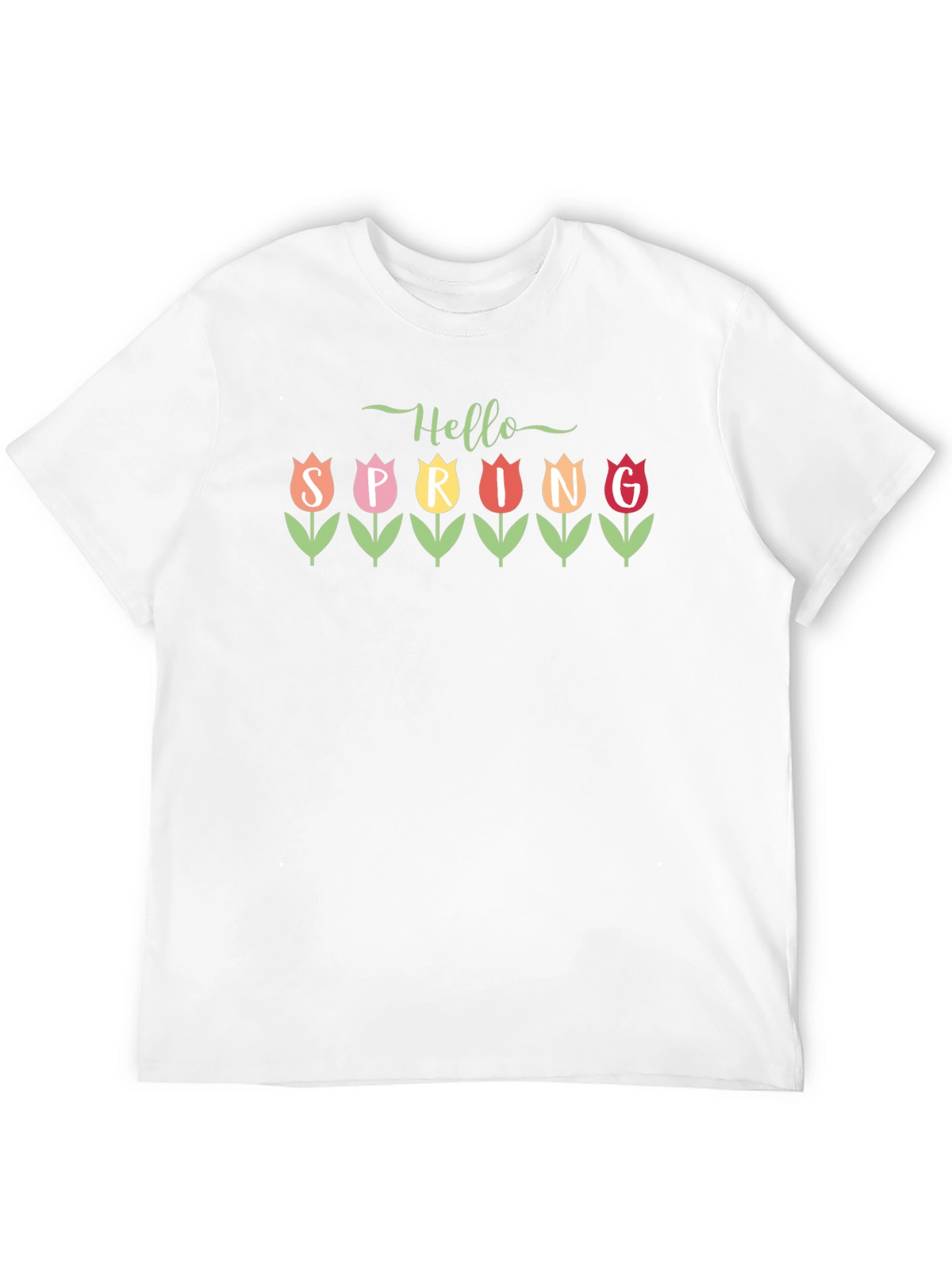 Hello Spring Tulip Graphic Tee - Black