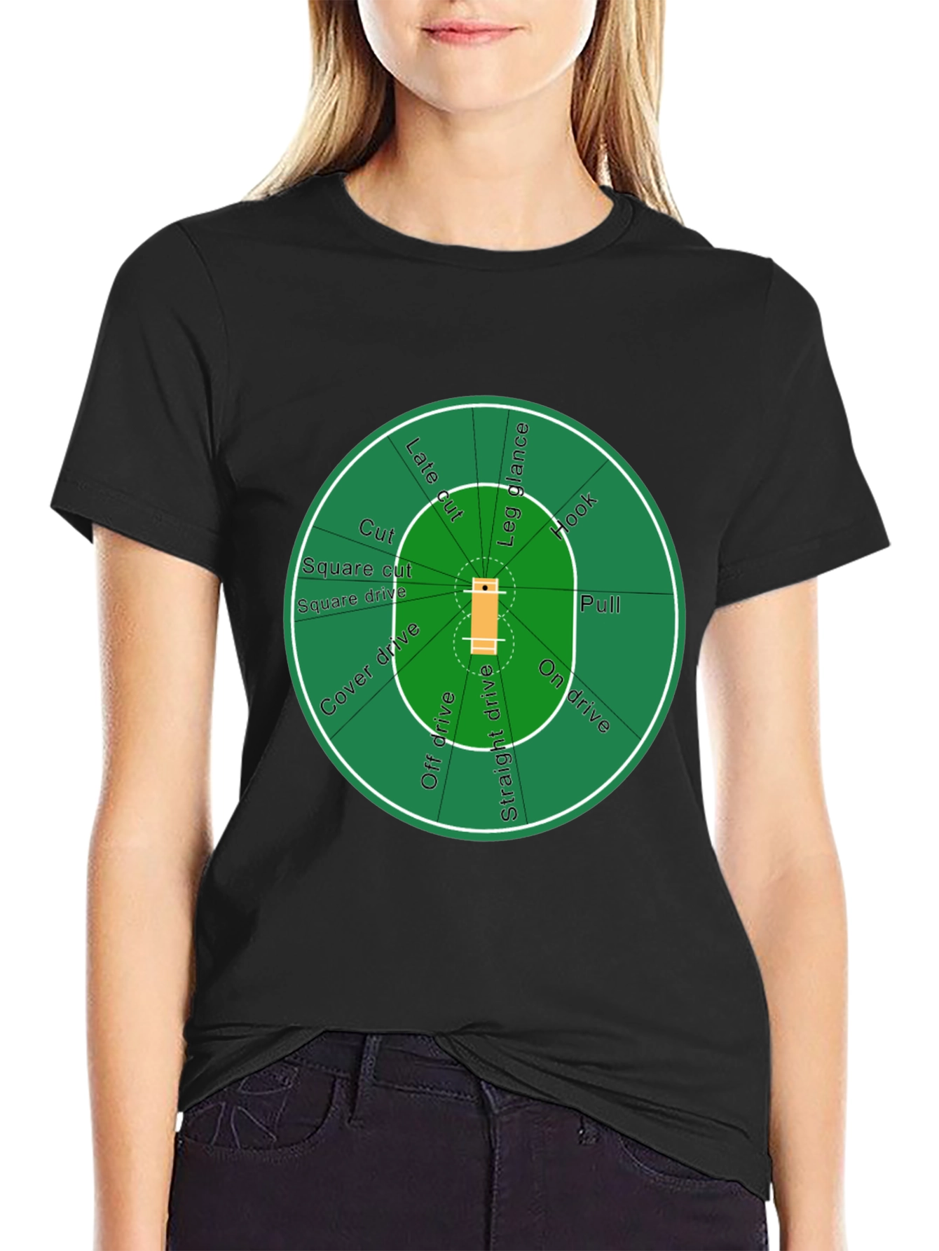 Cricket Field T-Shirt - Black Cotton Tee
