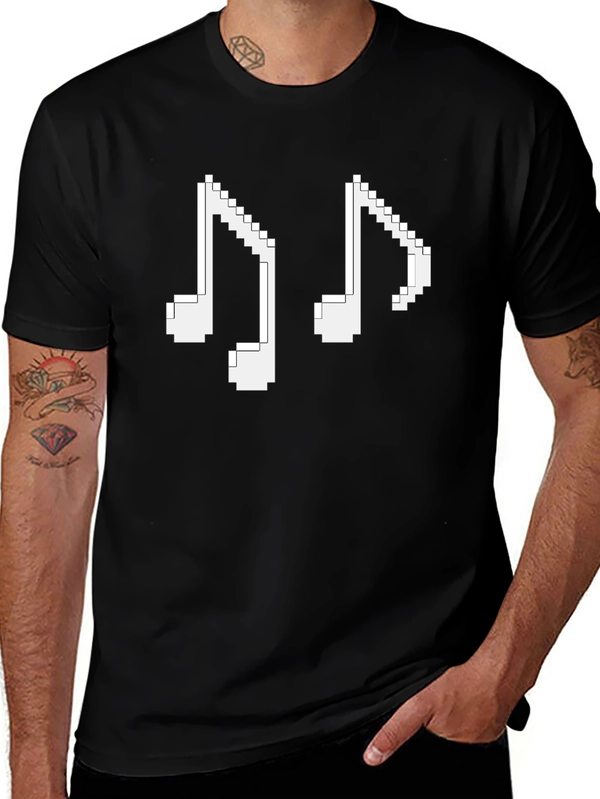 Pixel Music Notes Black T-Shirt