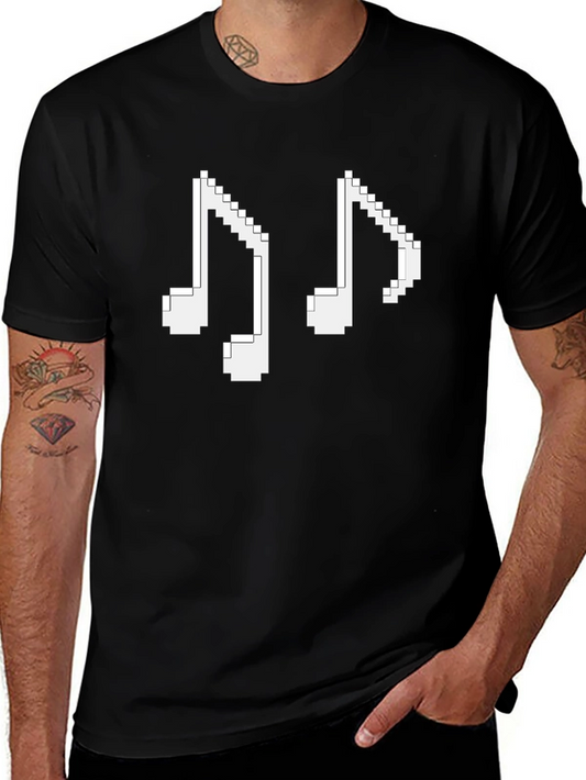 Pixel Music Notes Black T-Shirt