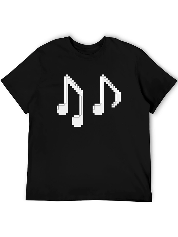 Pixel Music Notes Black T-Shirt