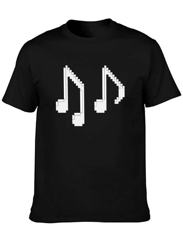 Pixel Music Notes Black T-Shirt