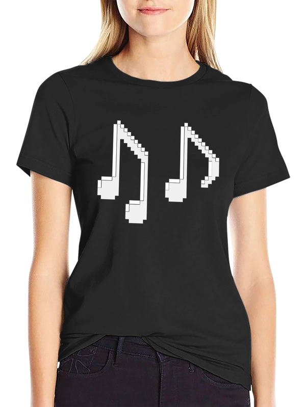 Pixel Music Notes Black T-Shirt