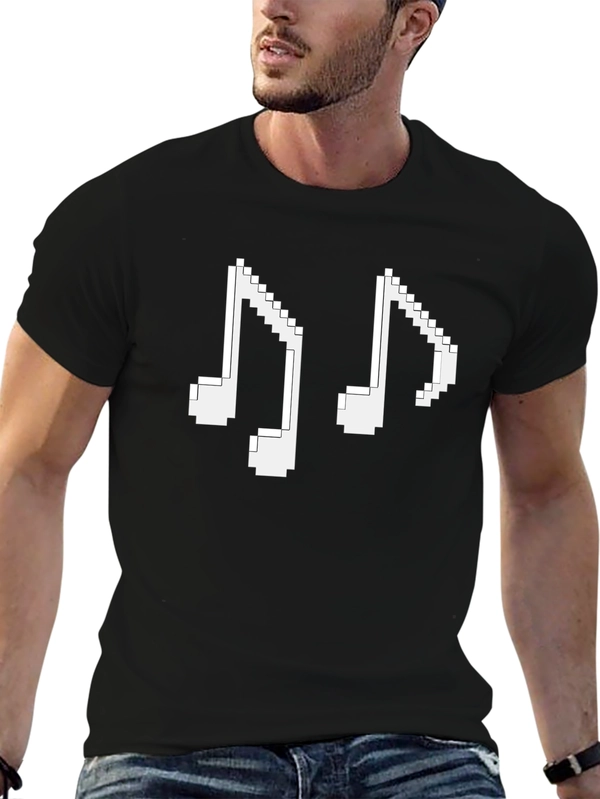 Pixel Music Notes Black T-Shirt