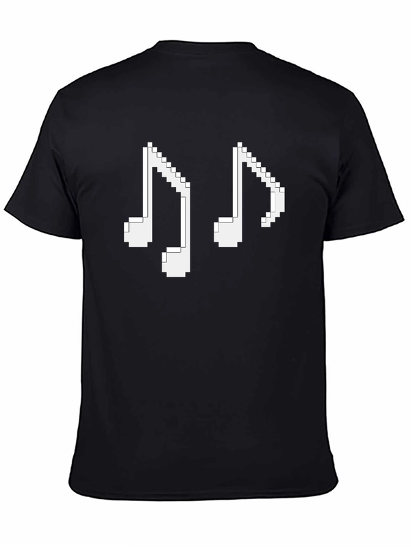 Pixel Music Notes Black T-Shirt