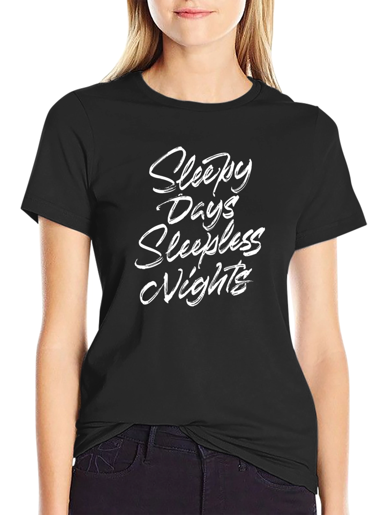 Sleepy Days Sleepless Nights Graphic Tee - Black