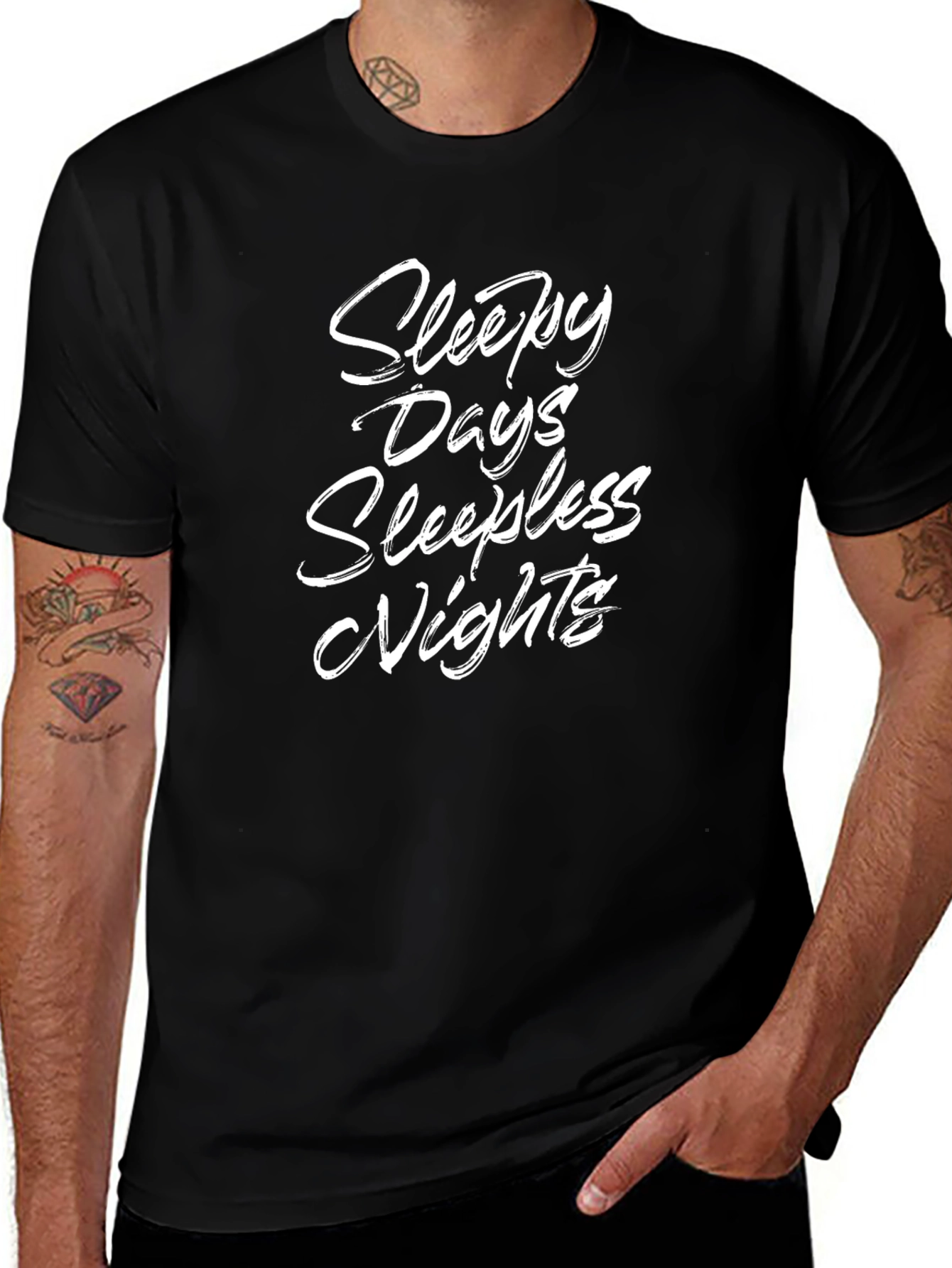 Sleepy Days Sleepless Nights Graphic Tee - Black