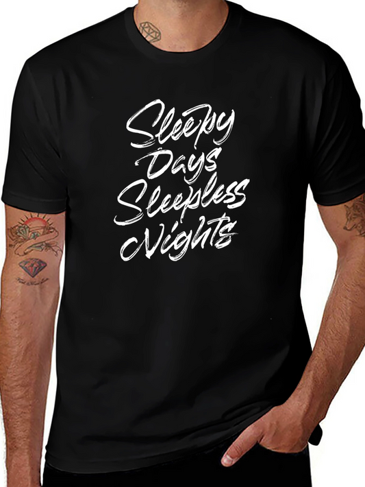 Sleepy Days Sleepless Nights Graphic Tee - Black