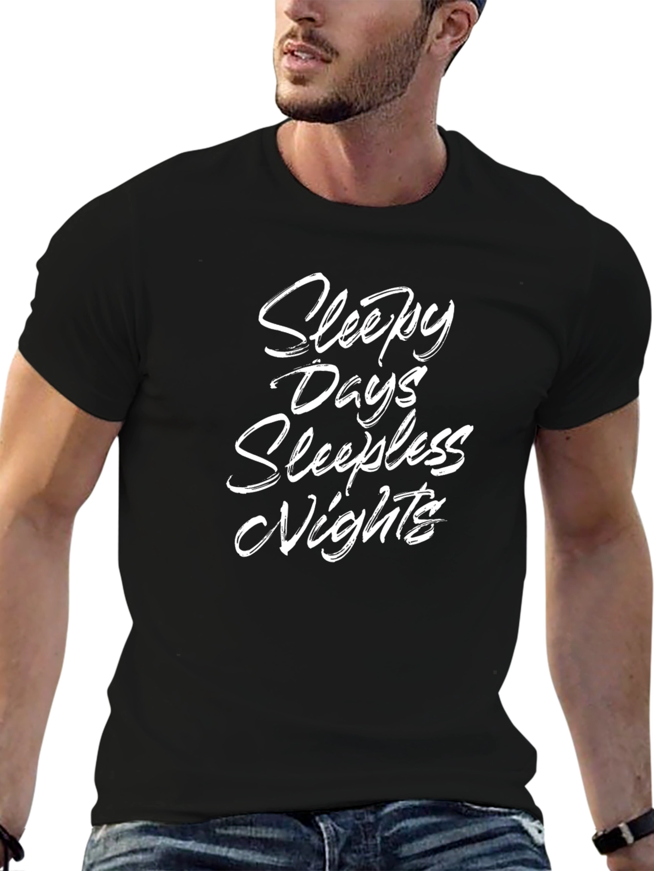 Sleepy Days Sleepless Nights Graphic Tee - Black