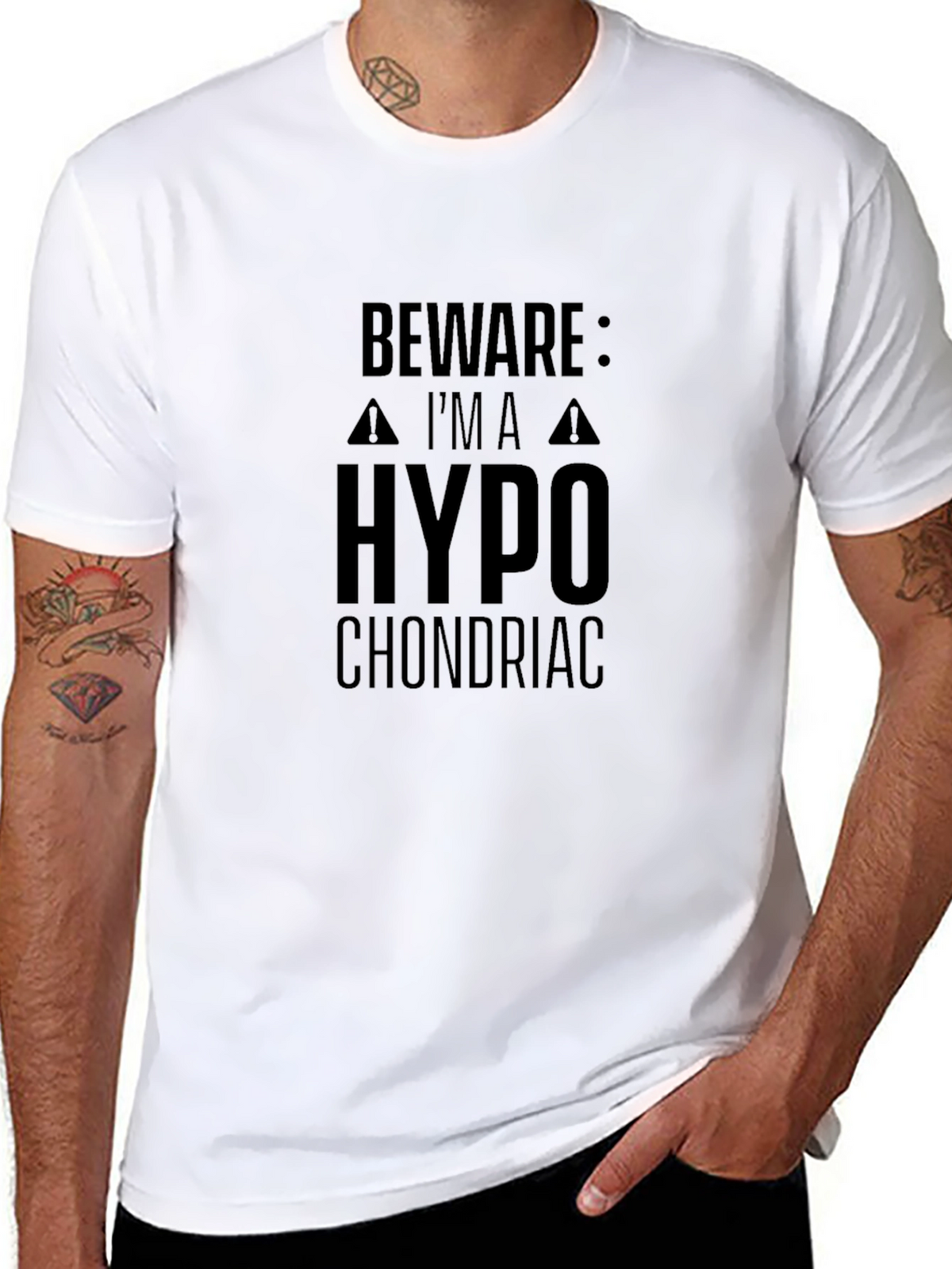Hypochondriac Warning Graphic Tee - Black