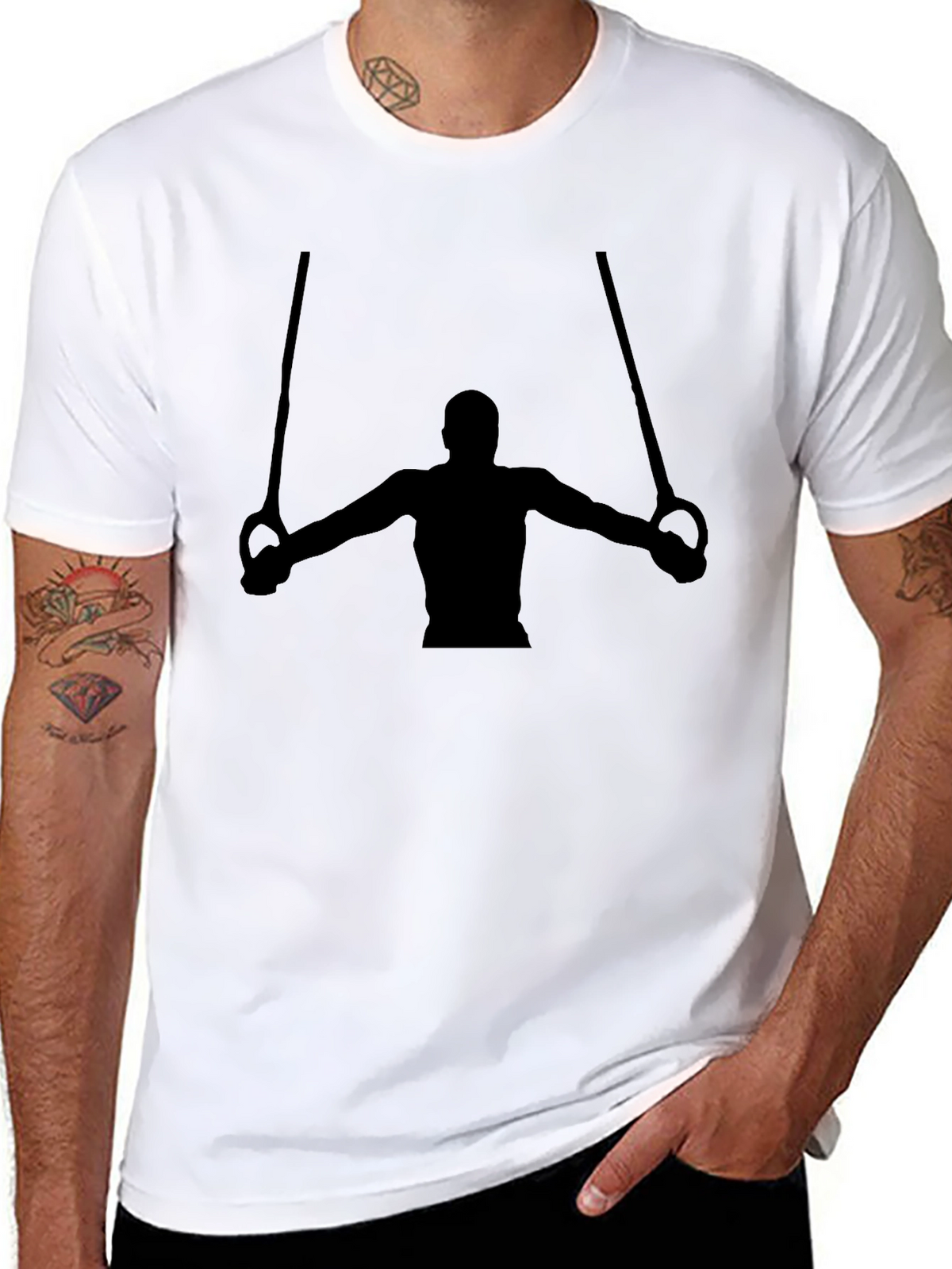 Gymnast Rings Graphic T-Shirt - Black Cotton