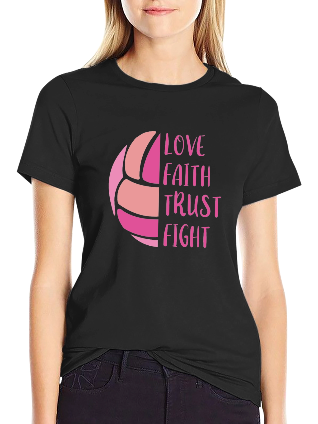 Volleyball Love Faith Trust Fight Graphic Tee