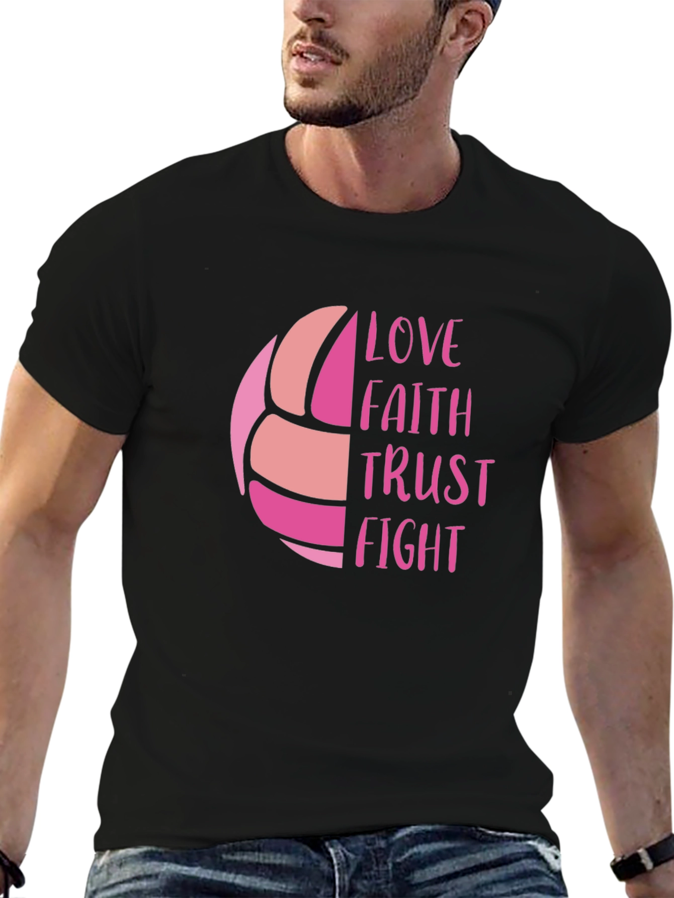 Volleyball Love Faith Trust Fight Graphic Tee