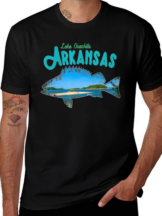 Lake Ouachita Arkansas Fish Graphic Tee - Black