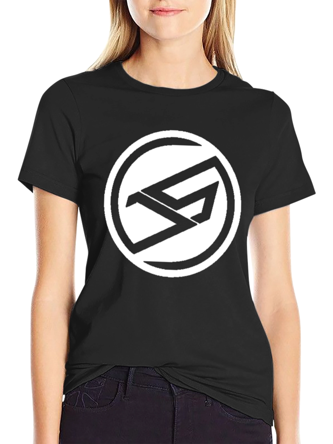 Black Tee with Abstract Circle Logo