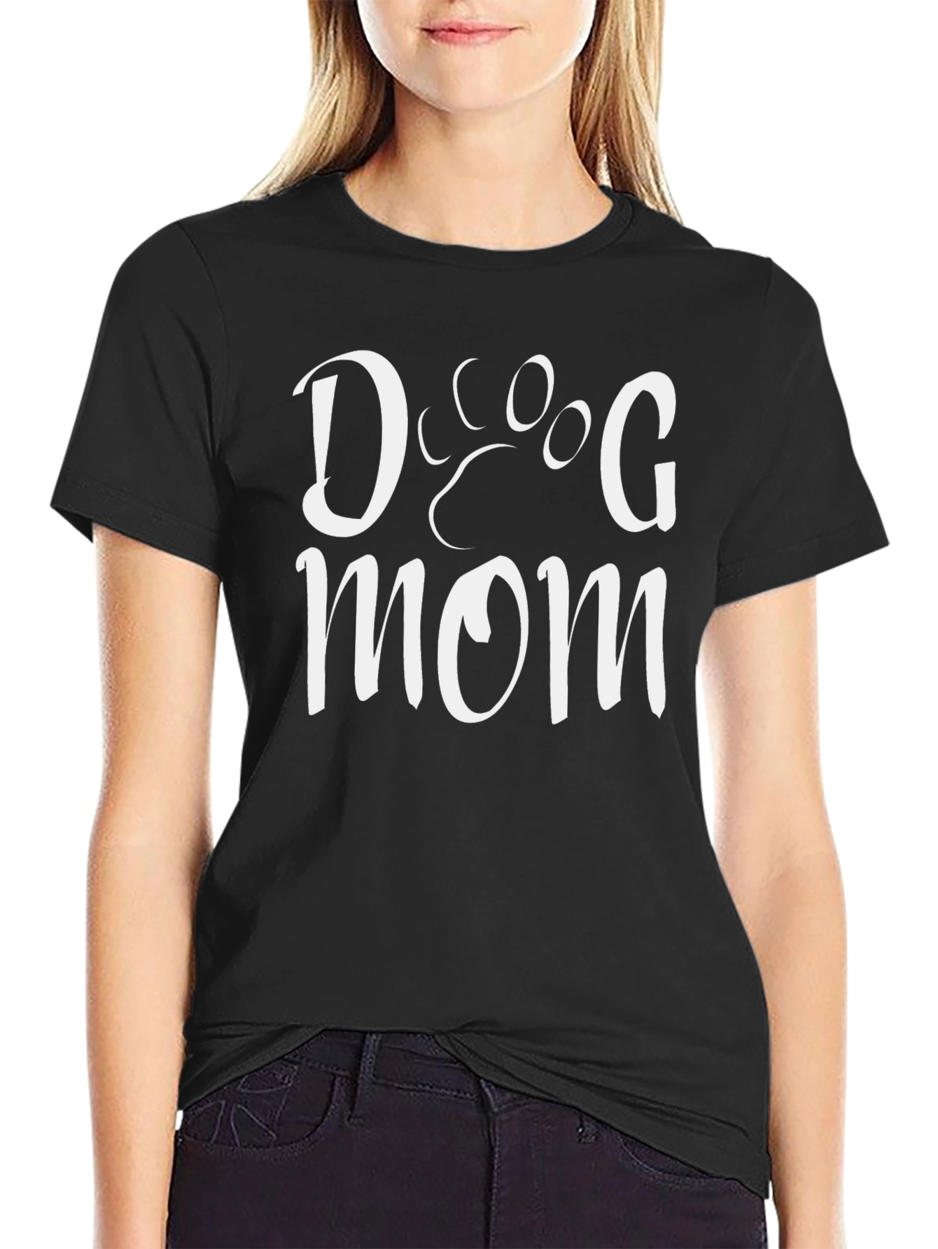 Dog Mom T-Shirt - Black Casual Comfortable
