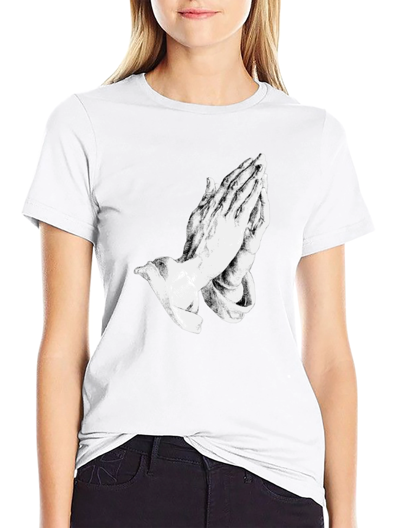 Praying Hands Graphic Black T-Shirt