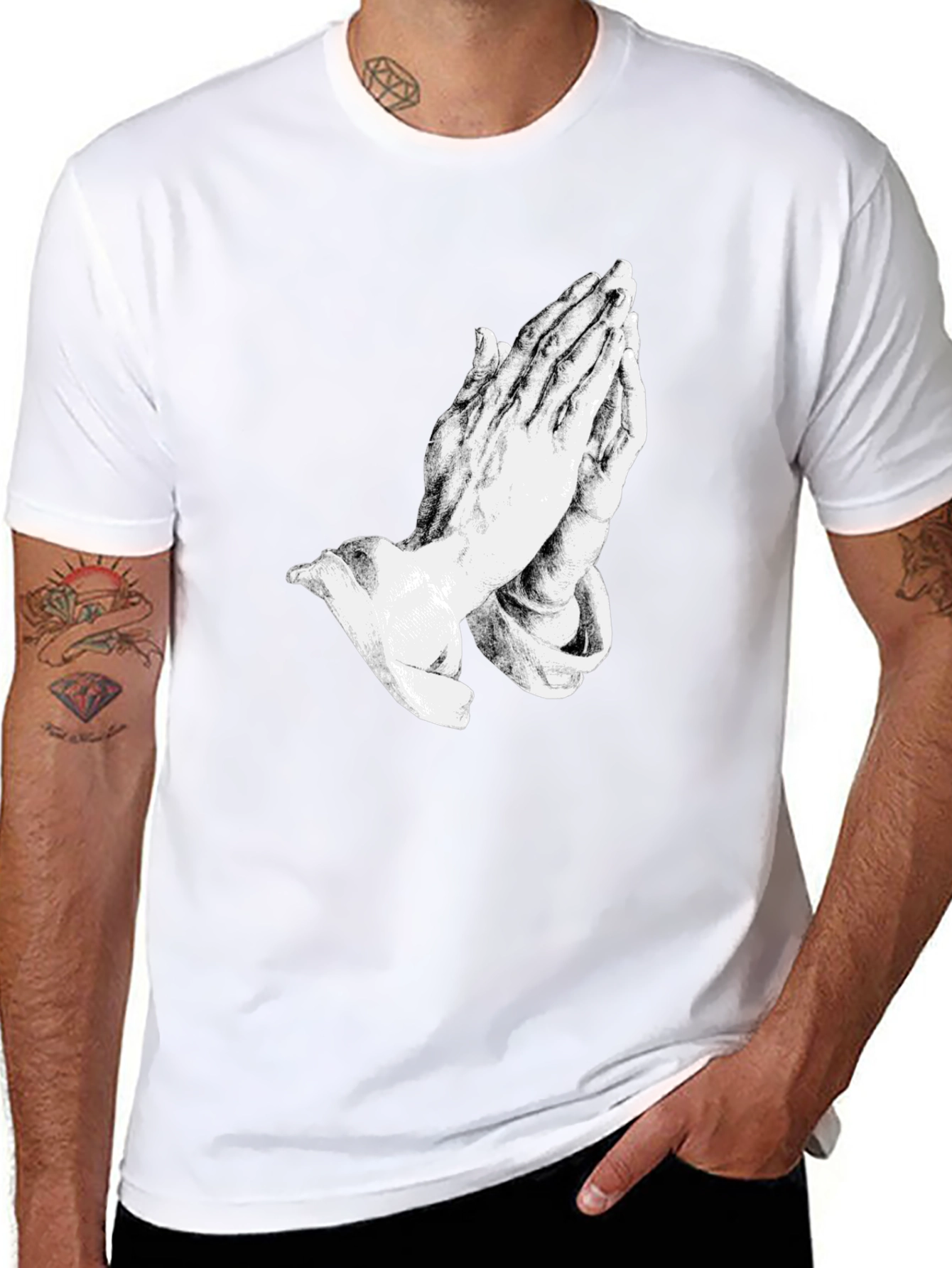 Praying Hands Graphic Black T-Shirt