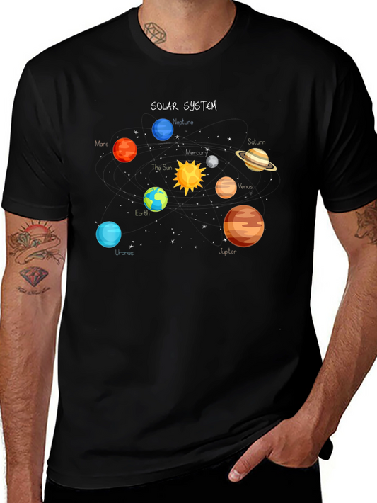 Solar System Graphic Tee - Space Planets Design