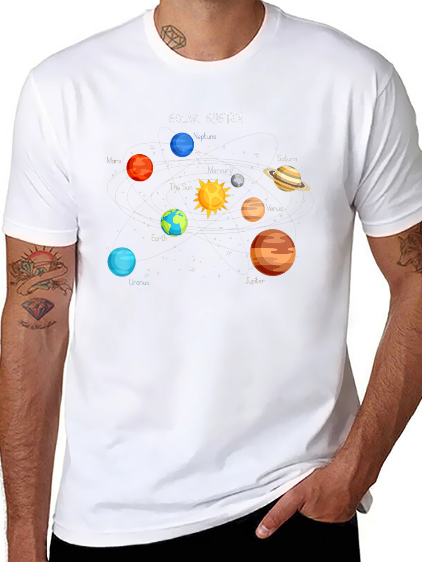 Solar System Graphic Tee - Space Planets Design