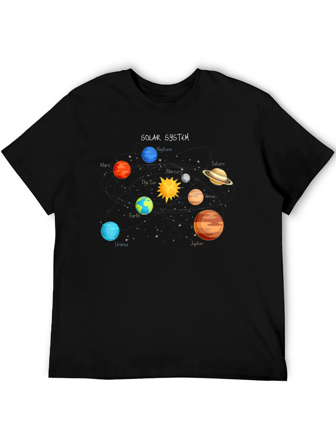 Solar System Graphic Tee - Space Planets Design