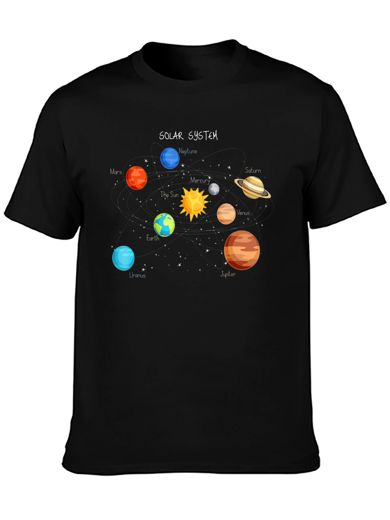 Solar System Graphic Tee - Space Planets Design