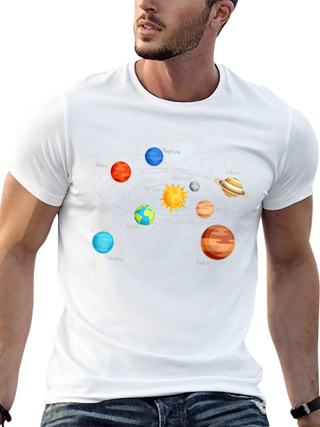 Solar System Graphic Tee - Space Planets Design