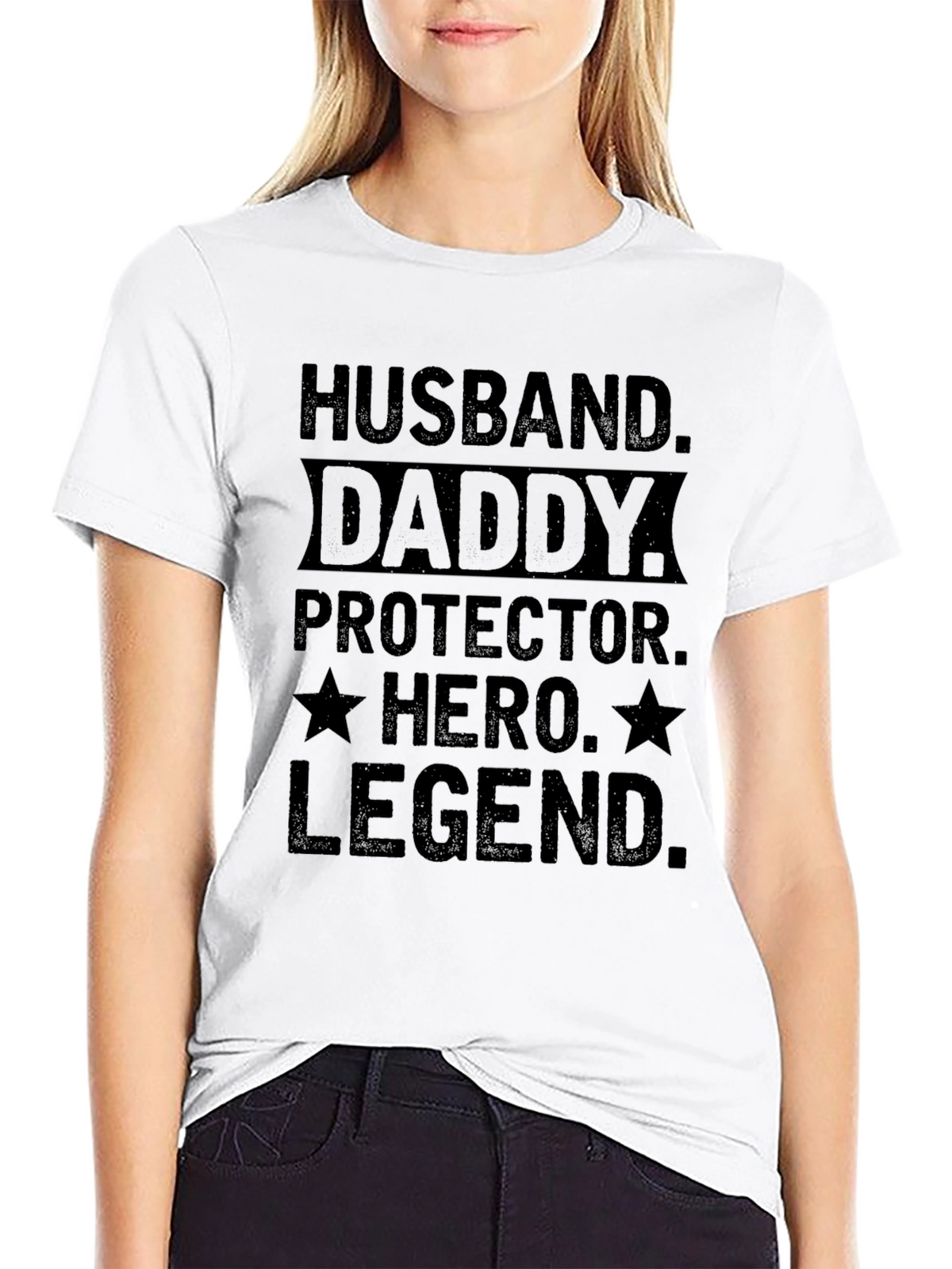 Husband Daddy Hero Legend Black Graphic Tee