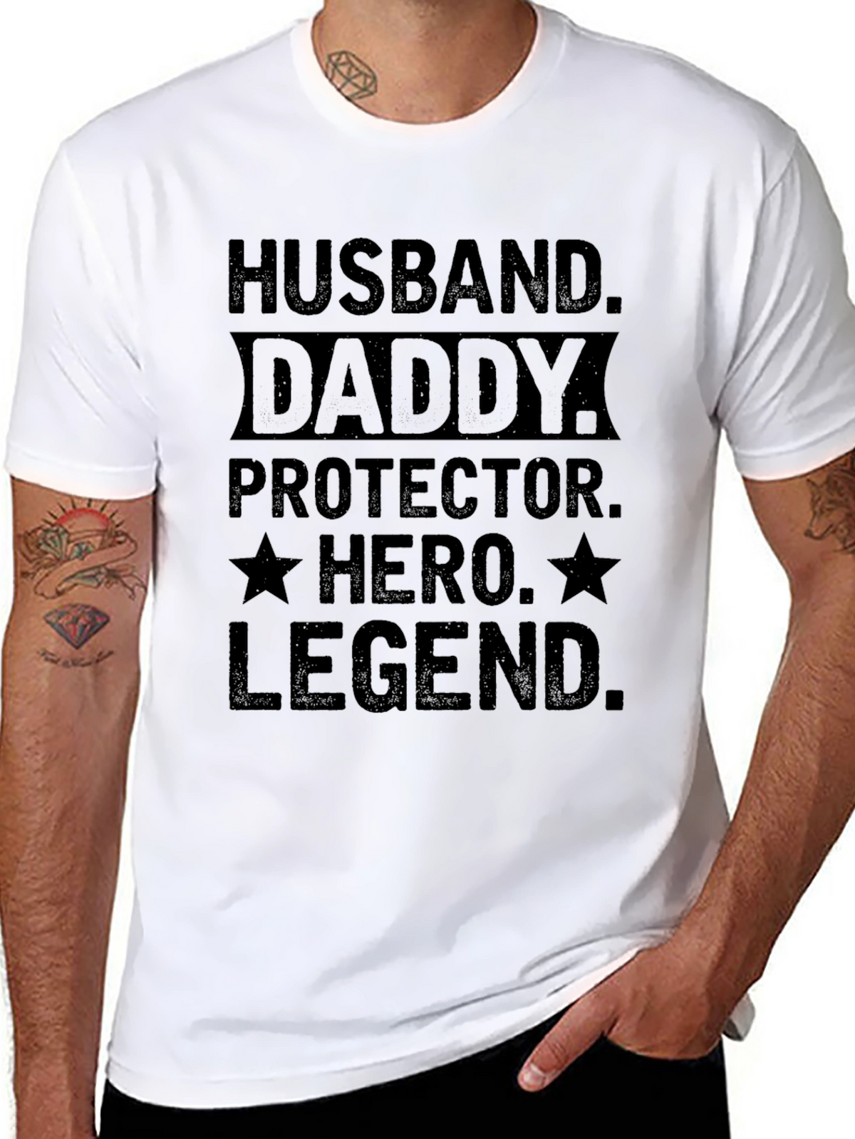 Husband Daddy Hero Legend Black Graphic Tee