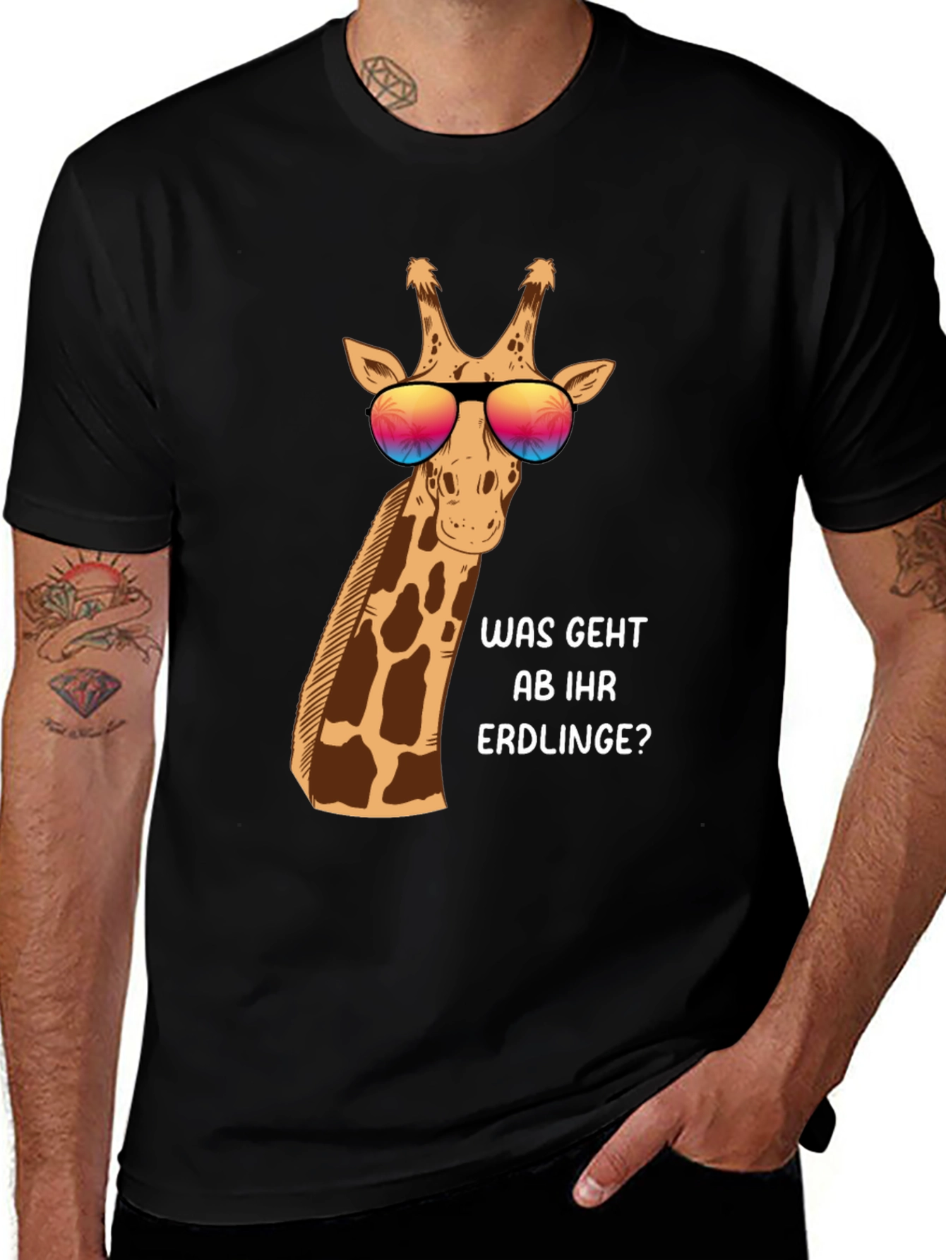 Cool Giraffe T-Shirt - Was Geht Ab Ihr Erdlinge?
