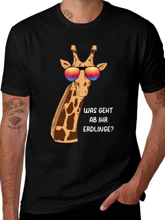 Cool Giraffe T-Shirt - Was Geht Ab Ihr Erdlinge?