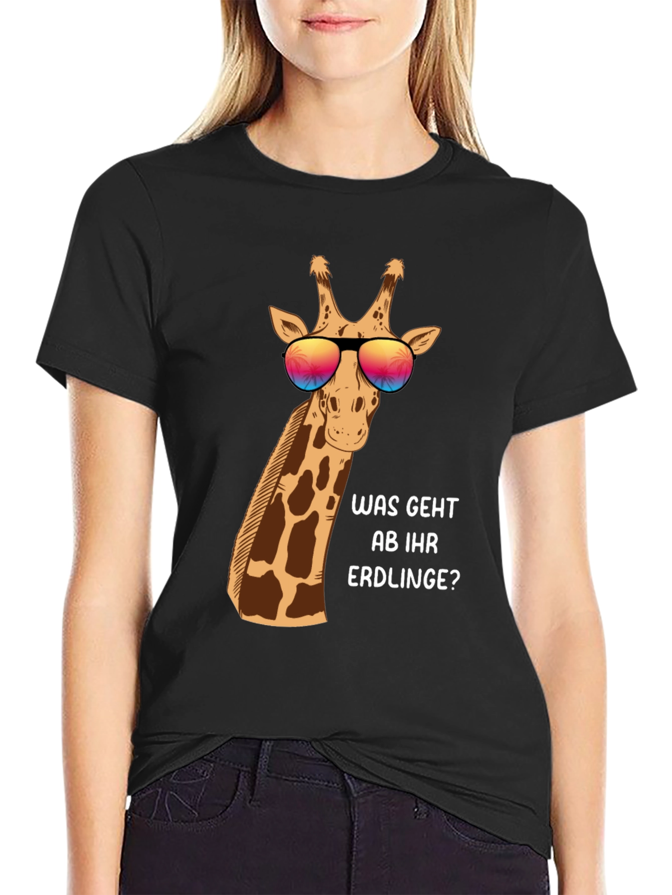 Cool Giraffe T-Shirt - Was Geht Ab Ihr Erdlinge?