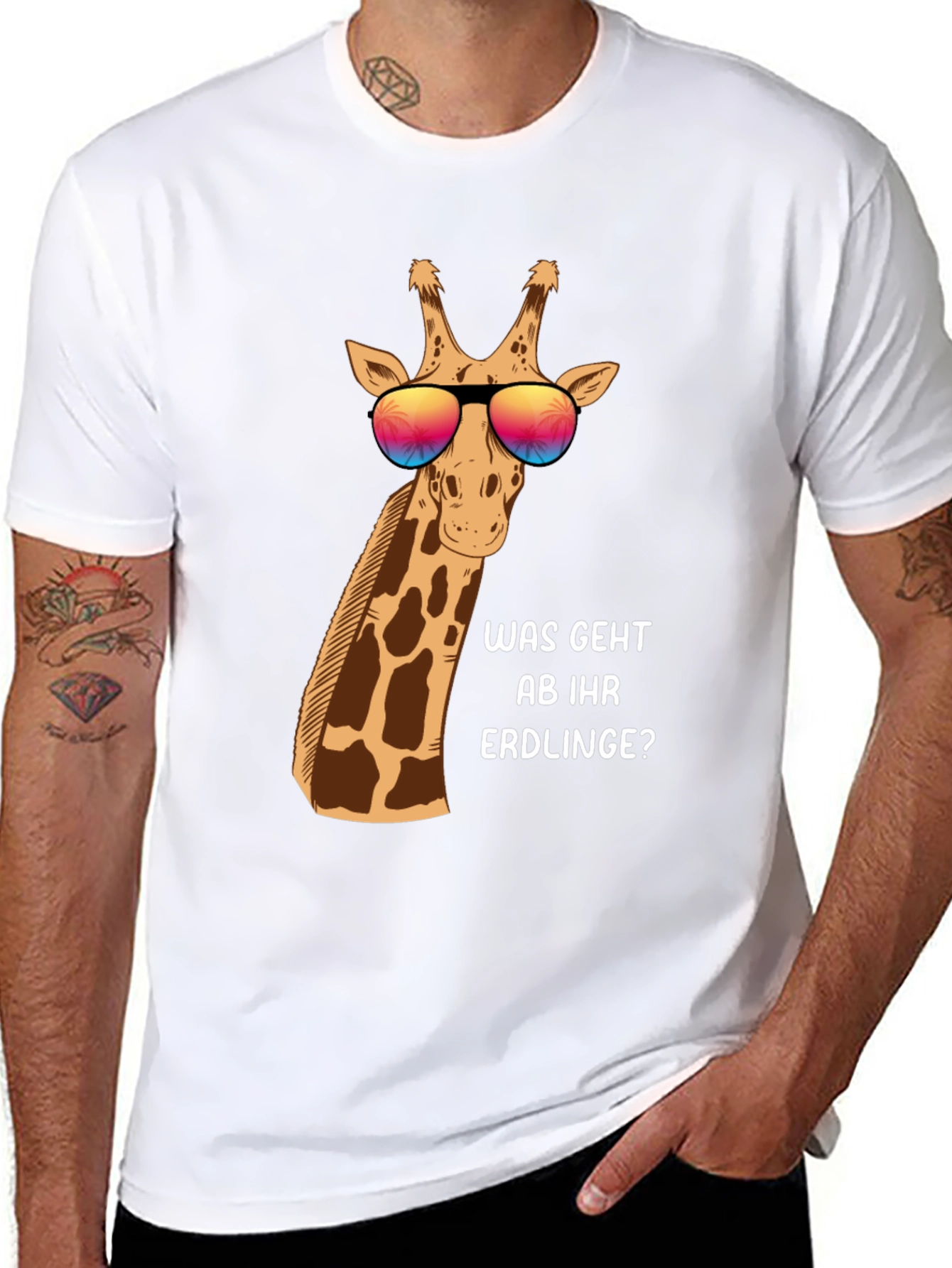Cool Giraffe T-Shirt - Was Geht Ab Ihr Erdlinge?