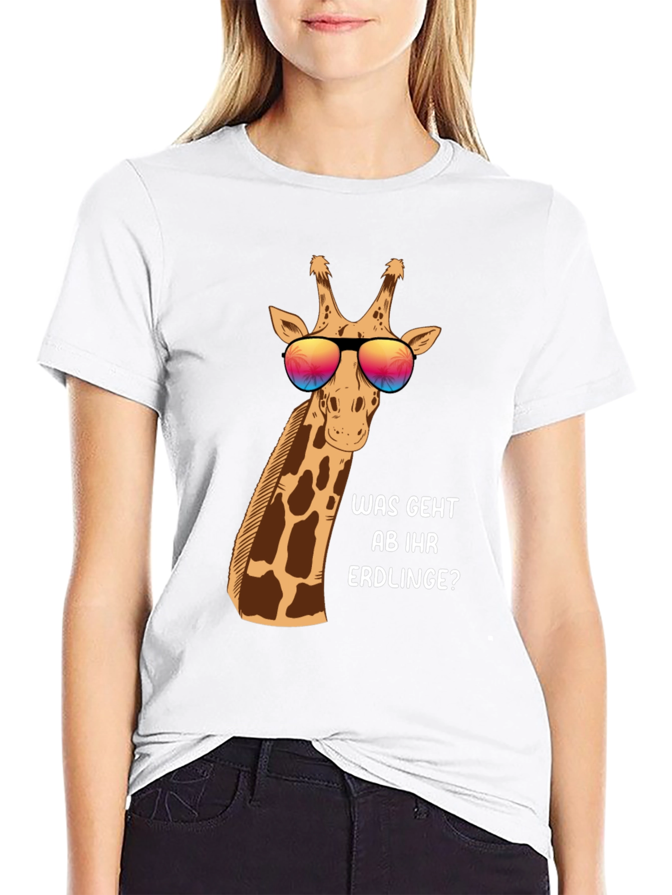 Cool Giraffe T-Shirt - Was Geht Ab Ihr Erdlinge?