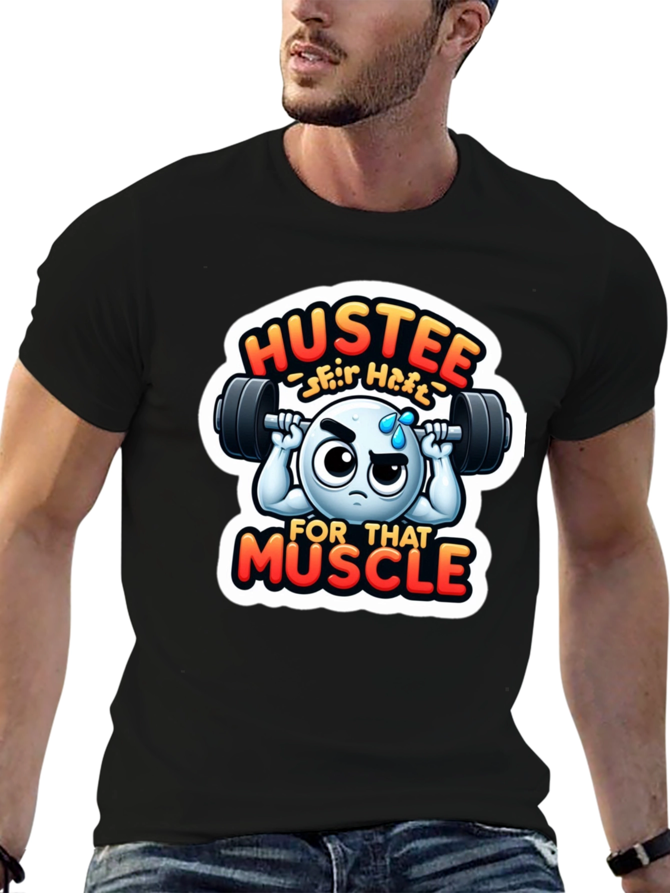 Hustee for That Muscle Black T-Shirt