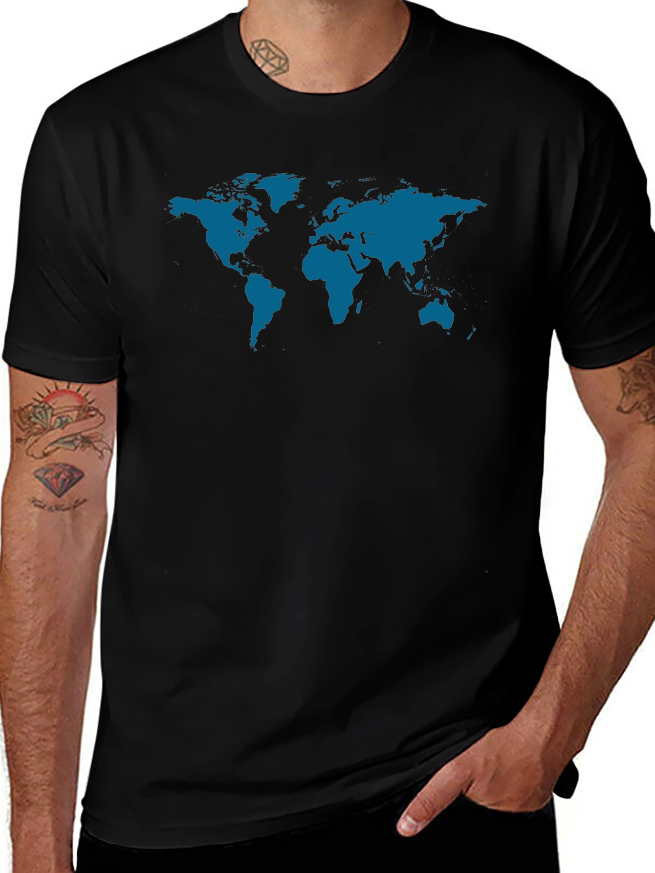 World Map Graphic Tee - Travel Style