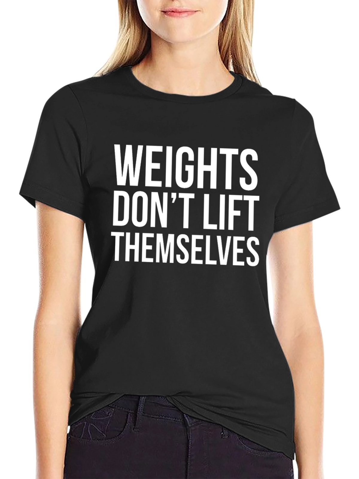 Weights Dont Lift Themselves Black Graphic Tee